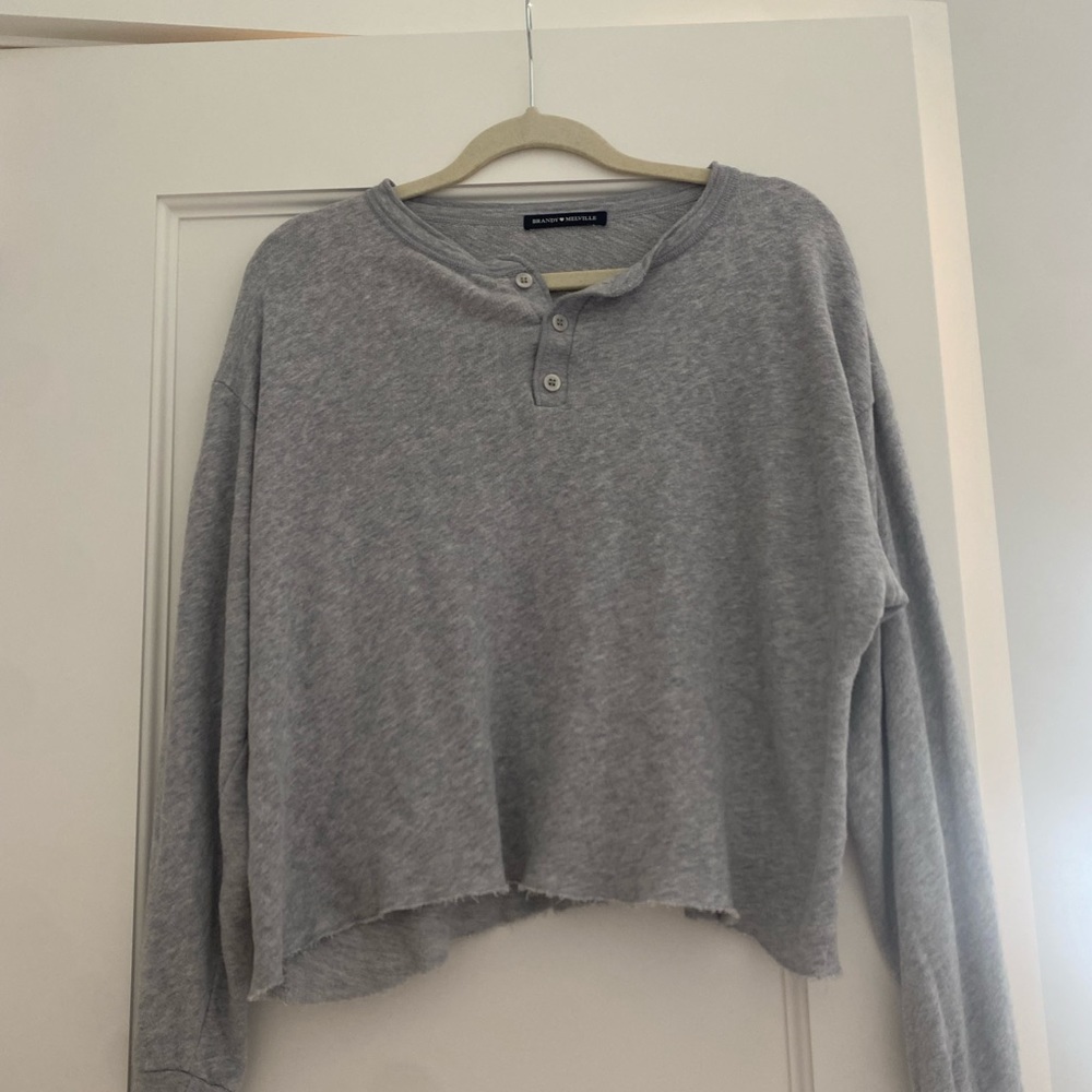 Brandy Melville Grey Henley Top, One size